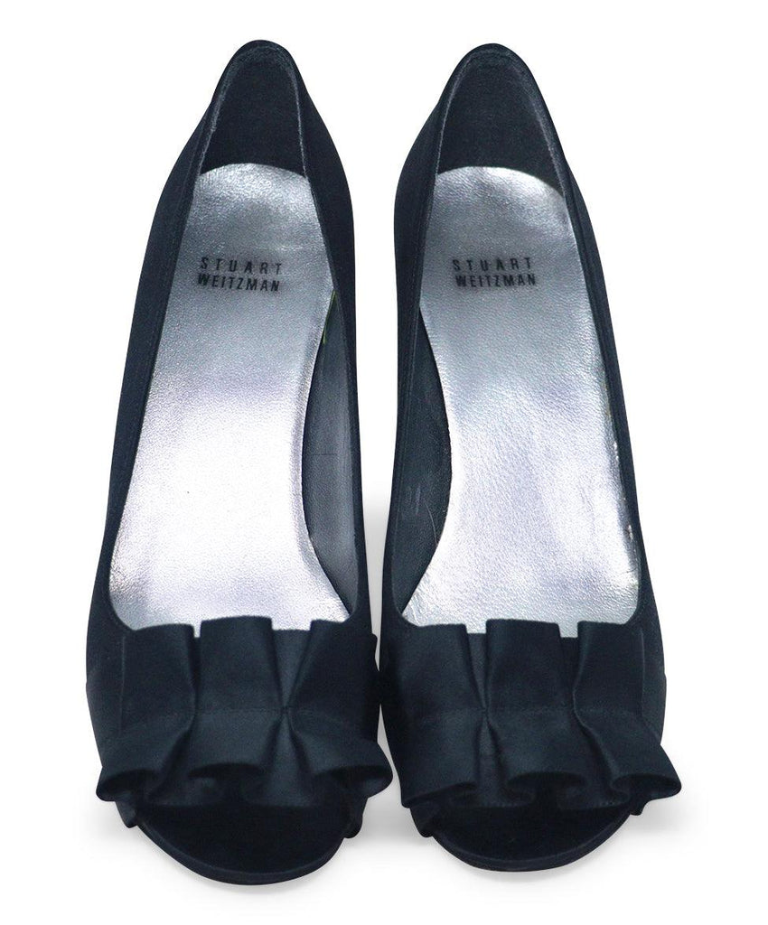 Stuart Weitzman Black Satin Ruffle Heels sz 8.5 - Michael's Consignment NYC