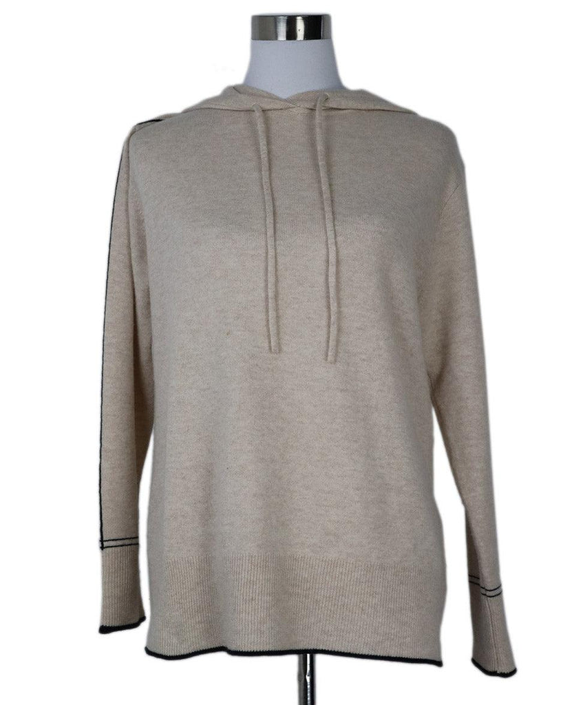 Theory Cream Cashmere & Black Trim Hoodie sz 6 - Michael's Consignment NYC