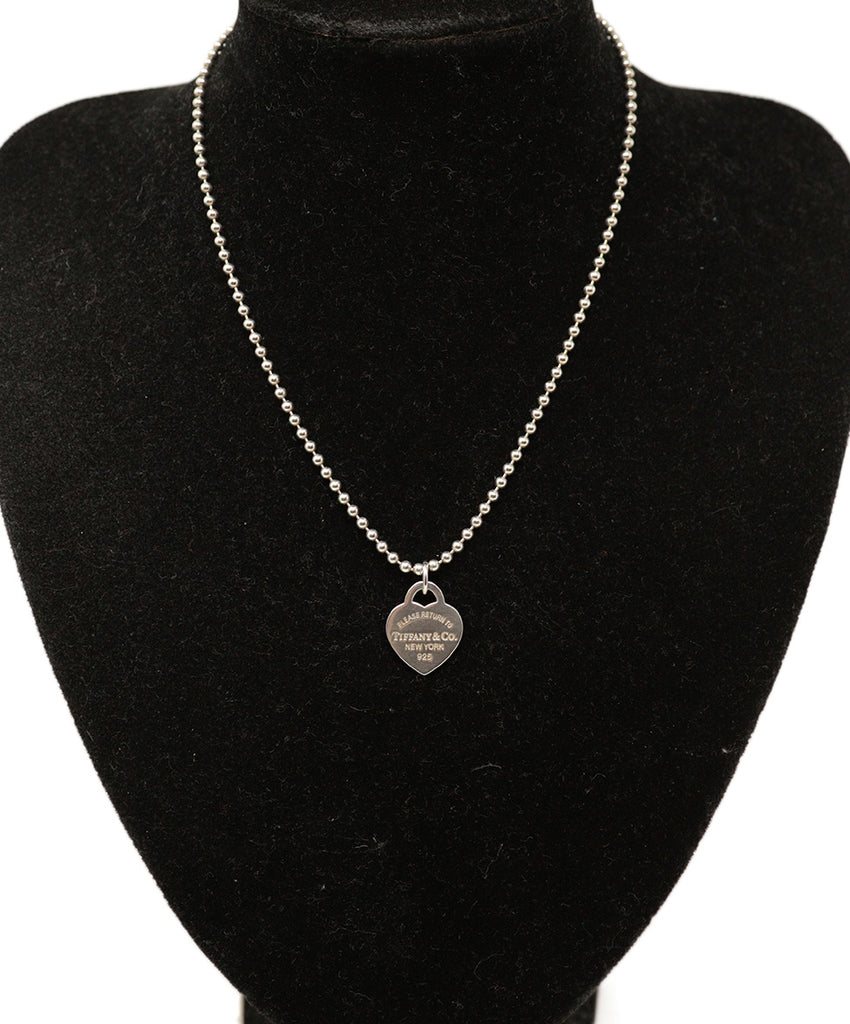 Tiffany & Co. Sterling Silver Aqua Enamel Heart Pendant Necklace 1