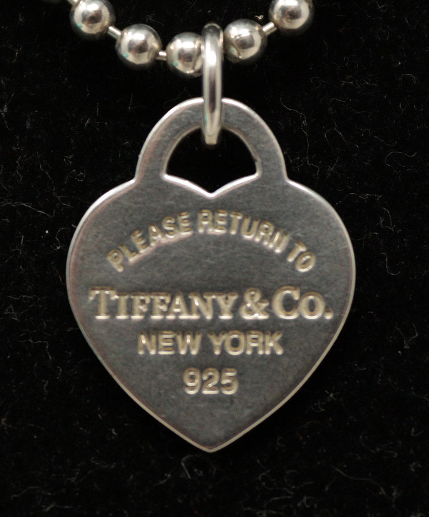 Tiffany & Co. Sterling Silver Aqua Enamel Heart Pendant Necklace 2