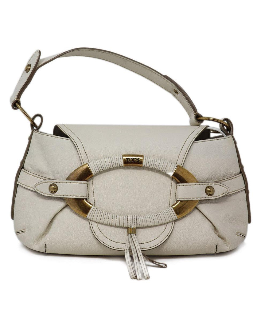 Tod's Bone White Leather Shoulder Bag - Michael's Consignment NYC