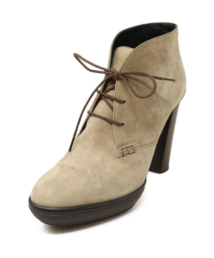 Tod's Taupe Suede Lace Up Booties sz 39.5 - Michael's Consignment NYC