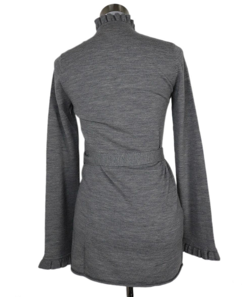 Tory Burch Grey Wool Ruffle Trim Sweater sz 4 - Michael's Consignment NYC