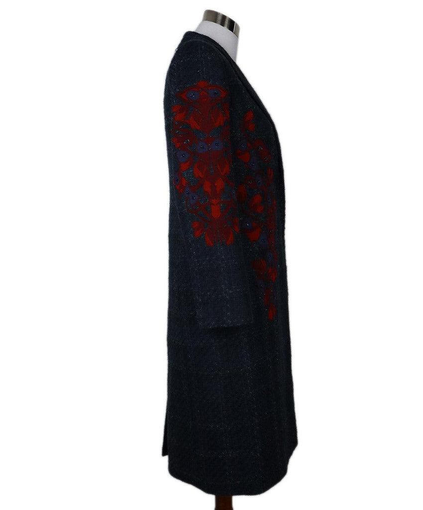 Tory Burch Navy & Red Beaded Coat sz 4 - Michael's Consignment NYC