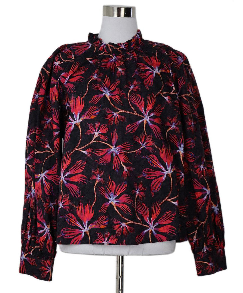Ulla Johnson Black & Fuchsia Print Blouse sz 6 - Michael's Consignment NYC
