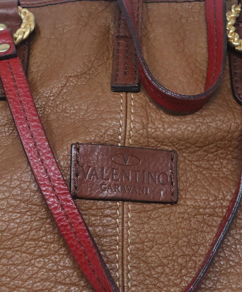 Valentino Brown & Red Leather Tote - Michael's Consignment NYC