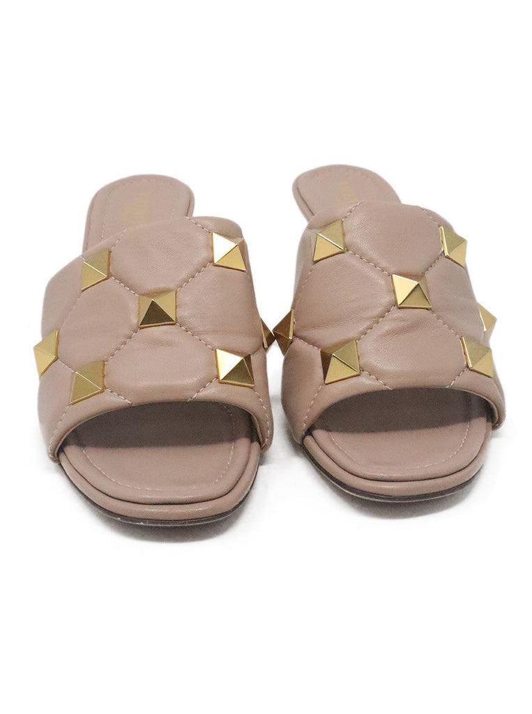 Valentino Nude Leather Studded Slides sz 9.5 - Michael's Consignment NYC