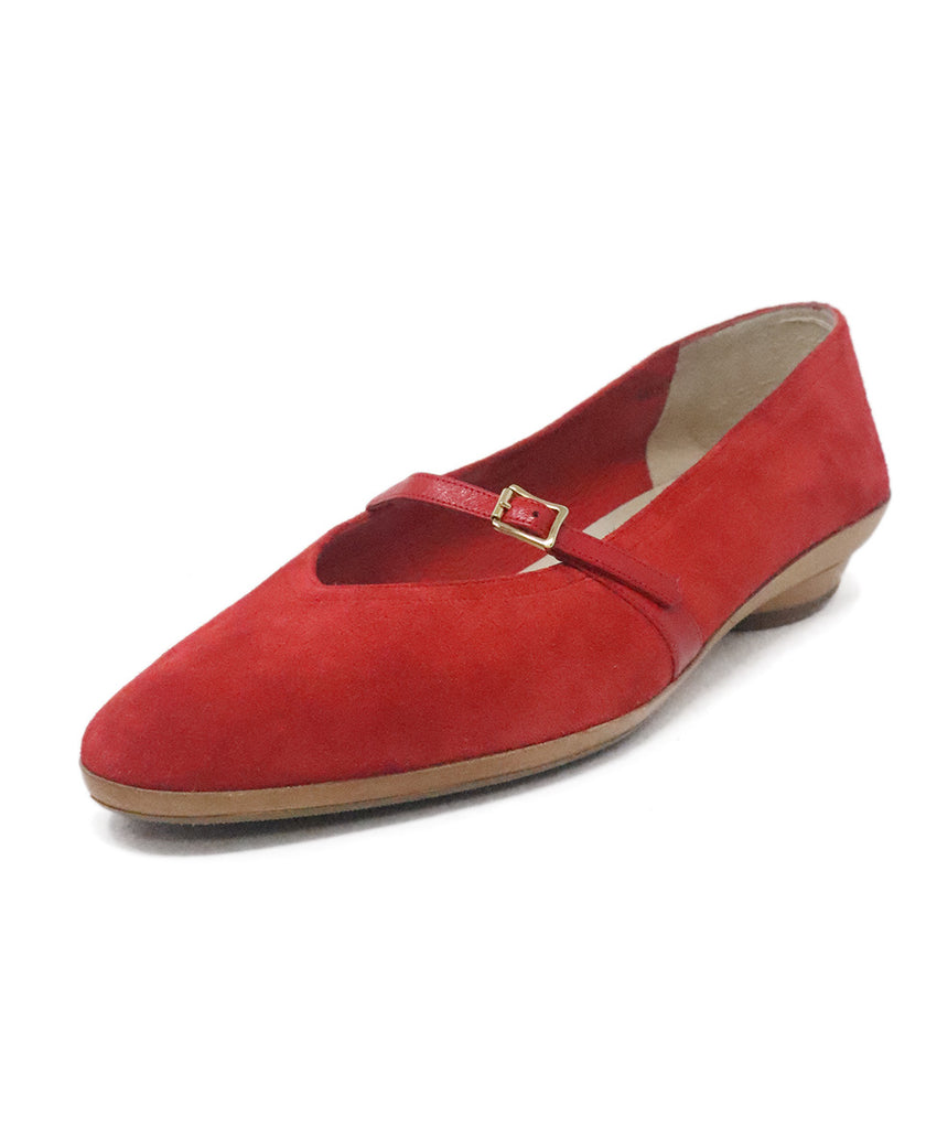 Ferragamo Red Suede & Leather Flats 
