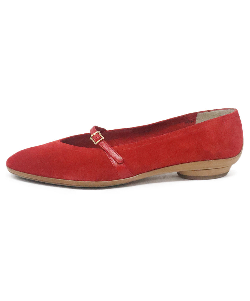 Ferragamo Red Suede & Leather Flats 1