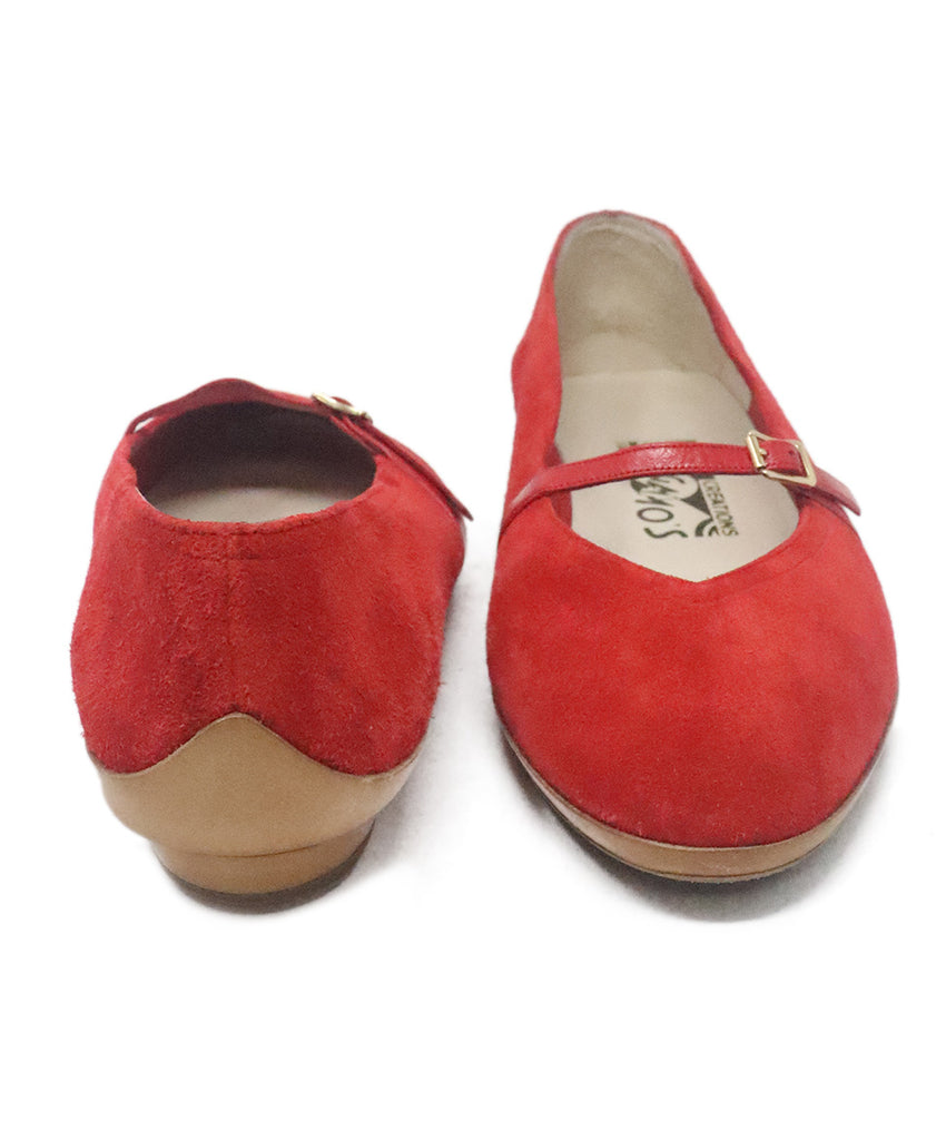 Ferragamo Red Suede & Leather Flats 2