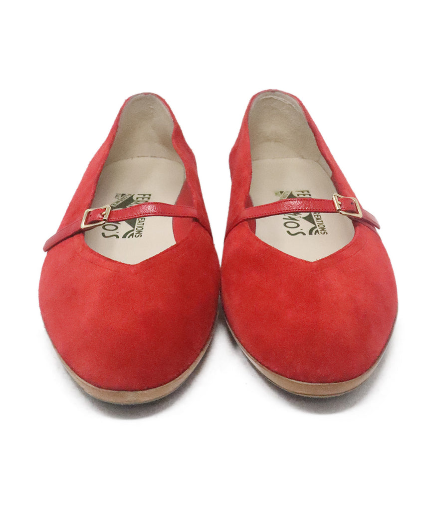 Ferragamo Red Suede & Leather Flats 3