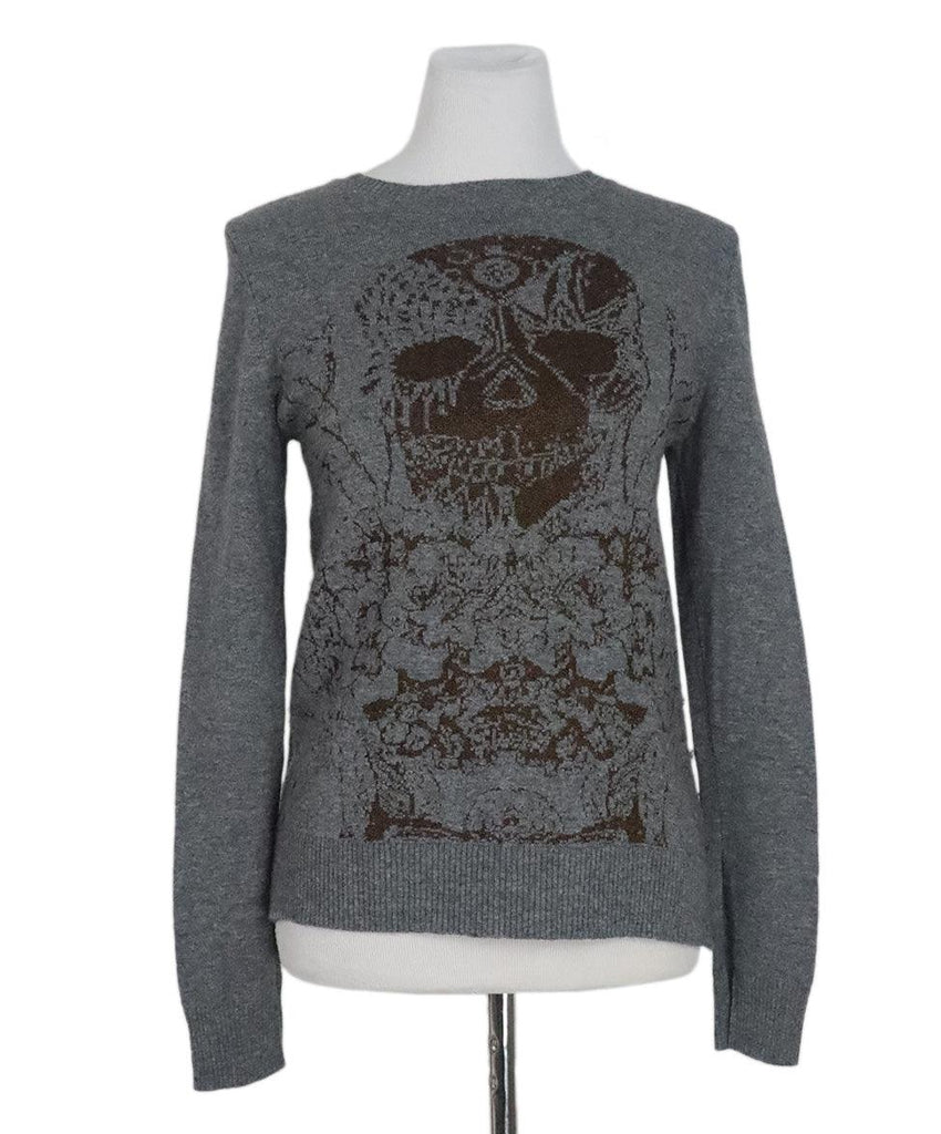 Zadig & Voltaire Grey & Bronze Wool Skull Sweater sz 4 - Michael's Consignment NYC