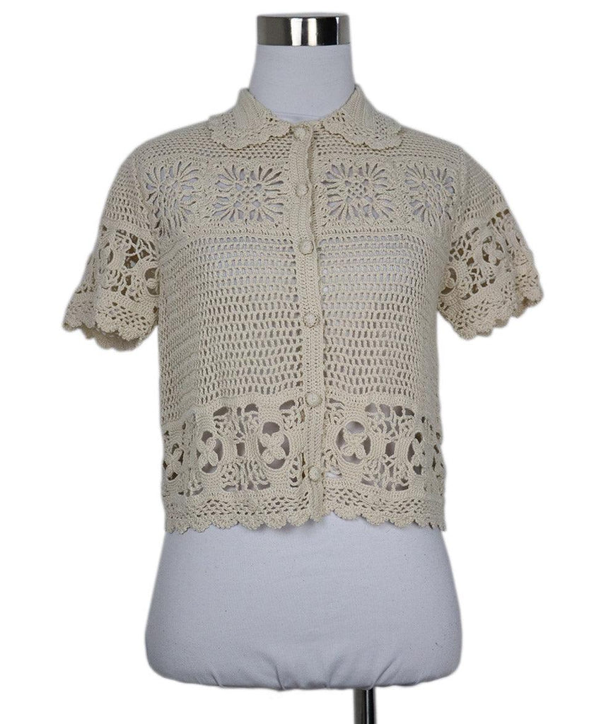 Zimmerman Beige Crochet Cotton Cardigan sz 0 - Michael's Consignment NYC